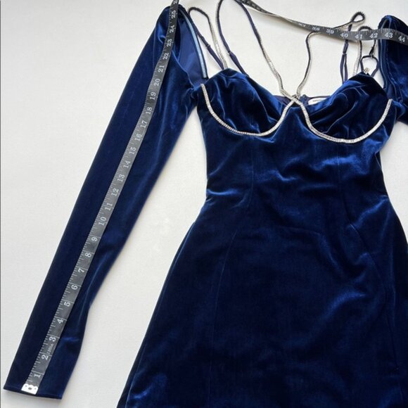 House of CB dress Mistress Rocks velvet Blue Crystal Mini event night party S - Picture 12 of 15
